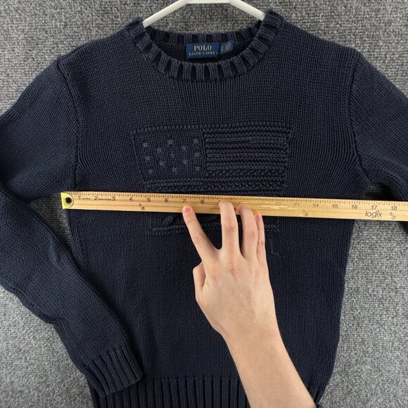 Polo Ralph Lauren Flag Sweater Navy Blue USA Stars Stripes Small Knit Pullover - Picture 6 of 16